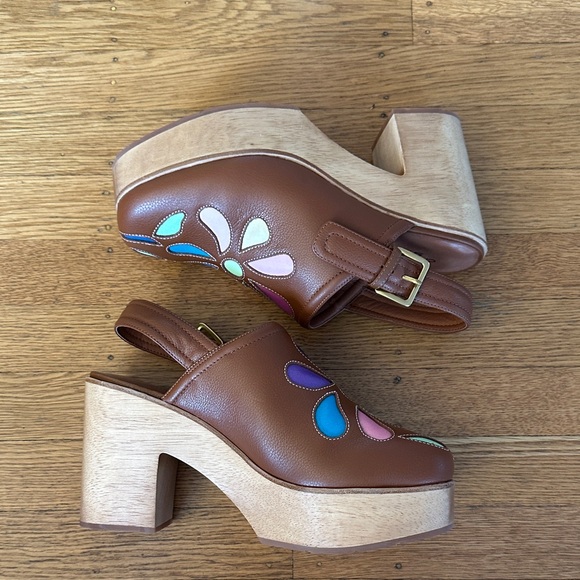 Charlotte Stone Brown Mules with Multicolor Floral Design - Picture 5 of 7